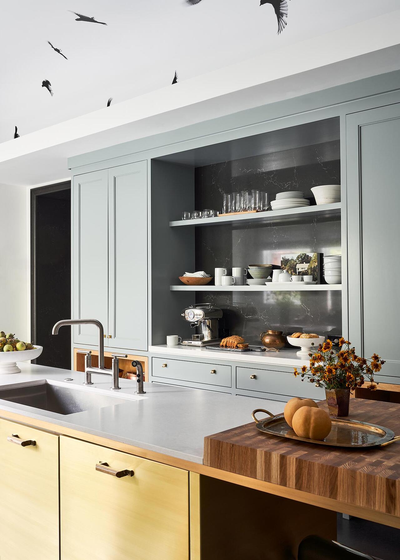 bright modern kitchen with wood accents