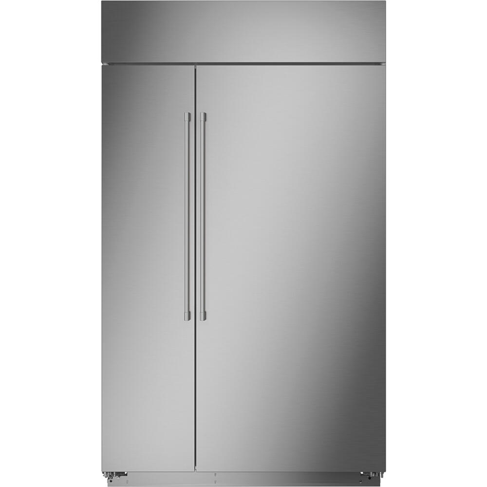 Monogram 48 Built In Side By Side Stainless Steel Refrigerator   REFRIGERATOR 48INCH STAINLESS STEEL ZISS480NNSS MONOGRAM FRONT 